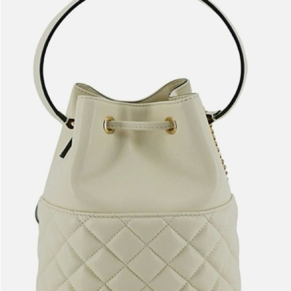 Versace Medusa Cream Quilted Lamb Leather Bucket Shoulder Bag - Picture 9 of 12